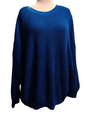 Sonoma Plus Size 3X Blue Chunky Knit Sweater Oversized Cozy Textured Pullover